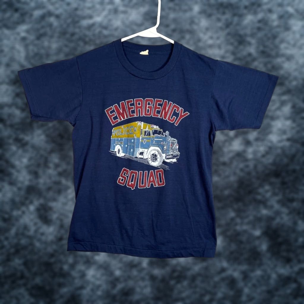 Vintage VINTAGE Screen Stars Police Emergency Squad T Shirt Mens Medium Blue 90s 1980s Shirt Size US M / EU 48-50 / 2 - 1 Thumbnail
