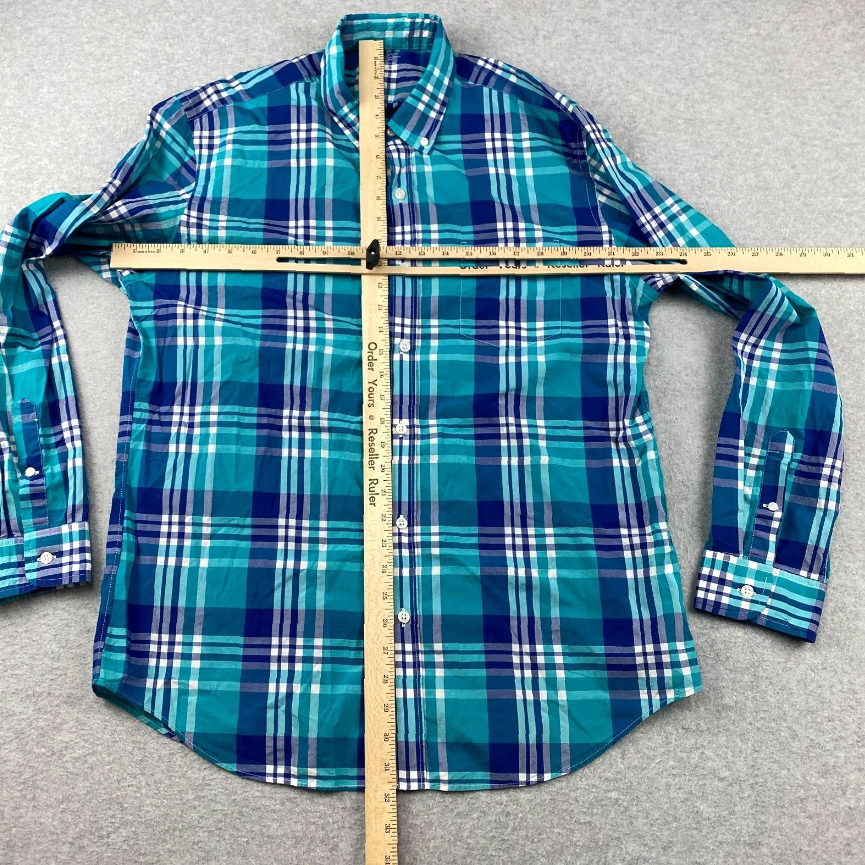 J.Crew VINTAGE? No. J.CREW Blue Plaid Button-Up Shirt Mens L Long Sleeve Pocket Cotton Lightweight Bre edth? Size US L / EU 52-54 / 3 - 5 Thumbnail