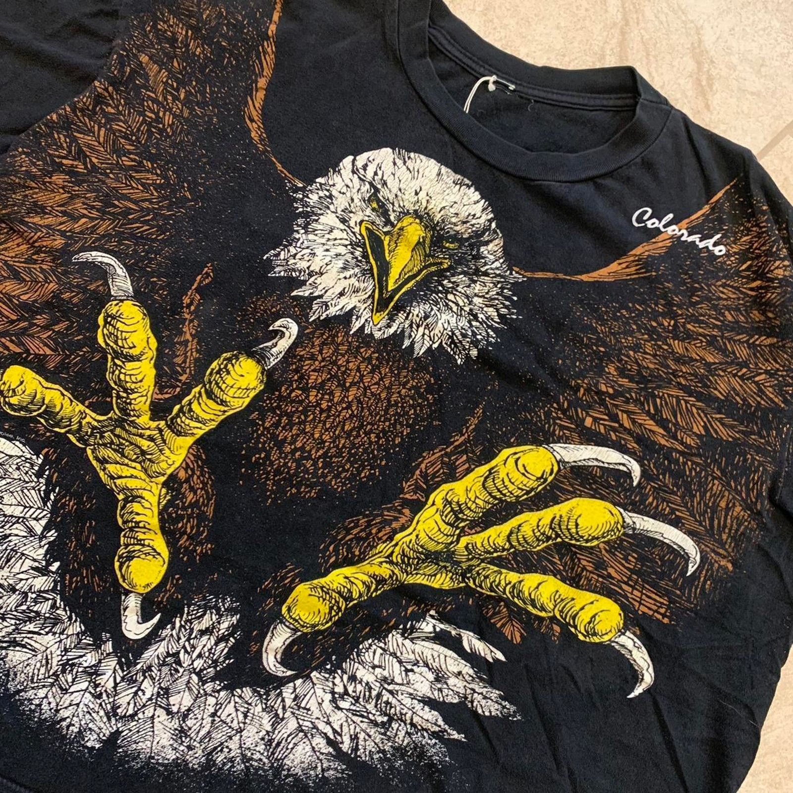 Vintage Vintage 90s AOP Eagle Tshirt Size US XL / EU 56 / 4 - 1 Thumbnail