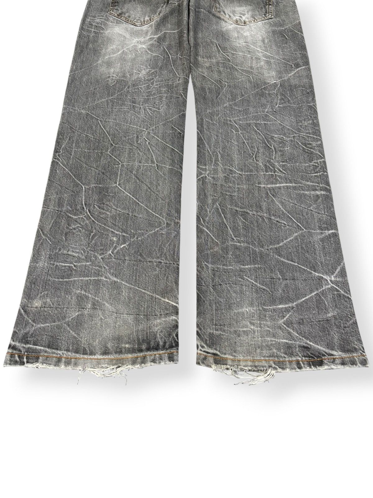 Hysteric Glamour Vintage Nylaus Double Waist Studded Cracked Wash Punk Jeans Size US 33 - 12 Thumbnail