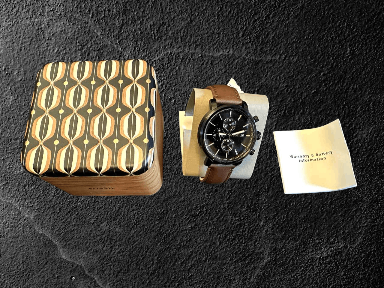 Fossil Fossil Rhett Multifunction Watch Black Dial Brown Leather Size ONE SIZE - 5 Thumbnail