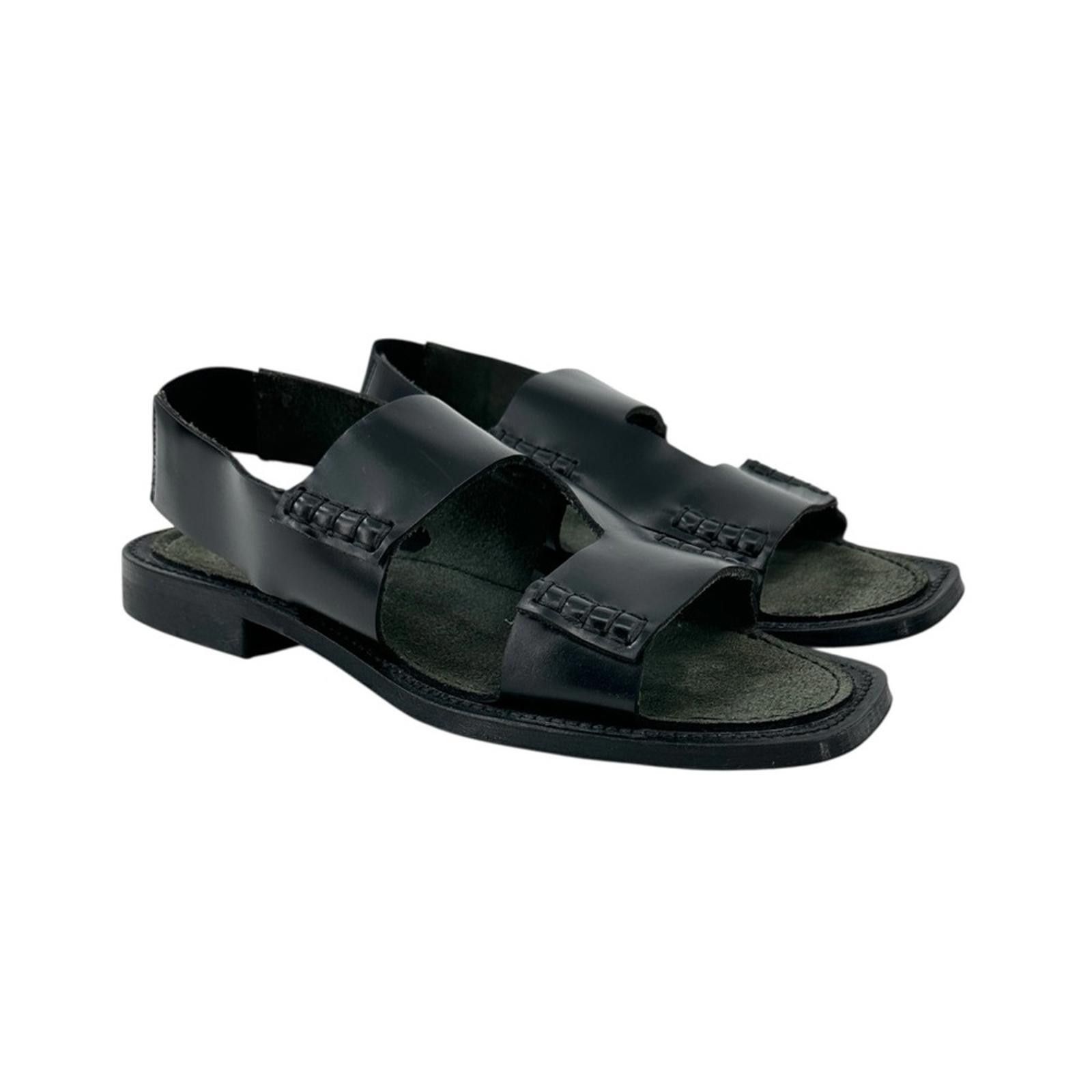 Hereu Llaut Square Black Leather Slingback Loafer Sandals Flats Size US 9 / IT 39 - 1 Thumbnail