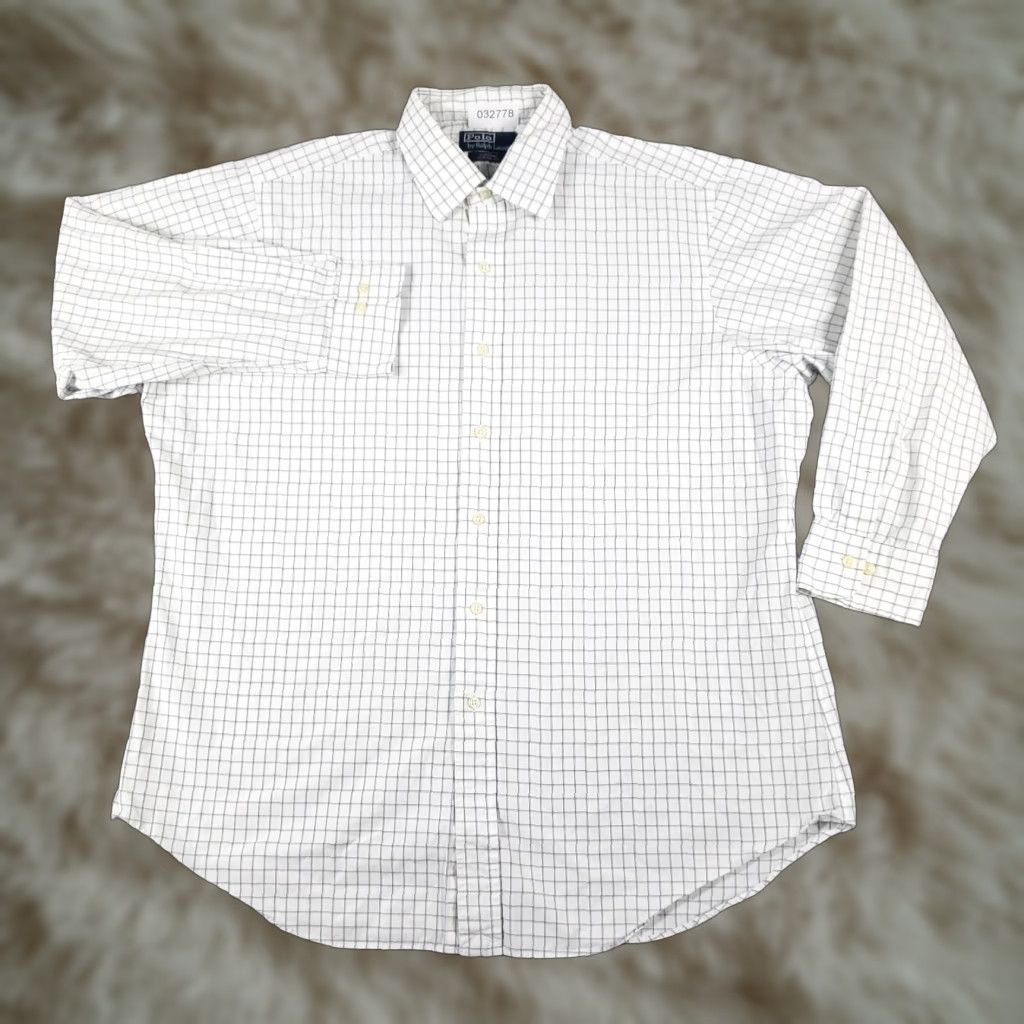 Ralph Lauren Ralph Lauren Dress Shirt Mens 17 Gray Check Long Sleeve Button Down Casual Modern Size 46R - 1 Thumbnail