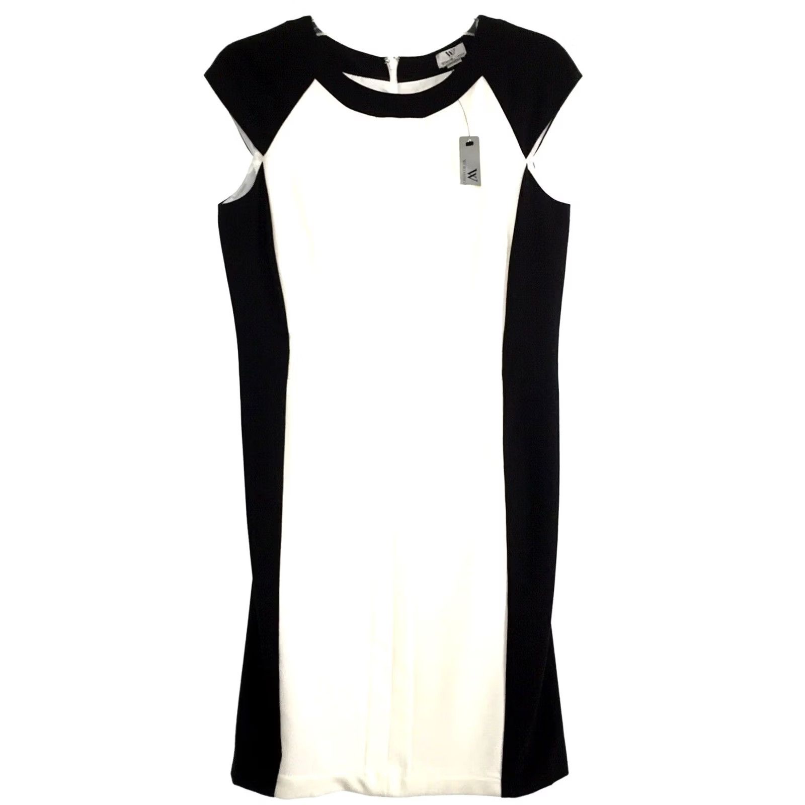 Worthington VINTAGE Worthington Sheath Dress Knee Length Black Lined Cap Sleeve Size 8 Polyester-Rayon-Spandex Crepe Party/Cocktail Womens Size M / US 6-8 / IT 42-44 - 2 Thumbnail