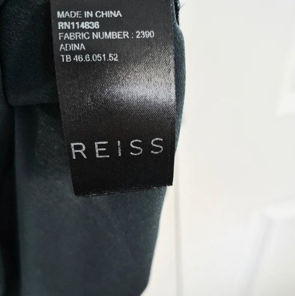 Reiss Adina Pintuck Forest Green Silk Long Slv Blouse Fall Spring Size M / US 6-8 / IT 42-44 - 9 Thumbnail