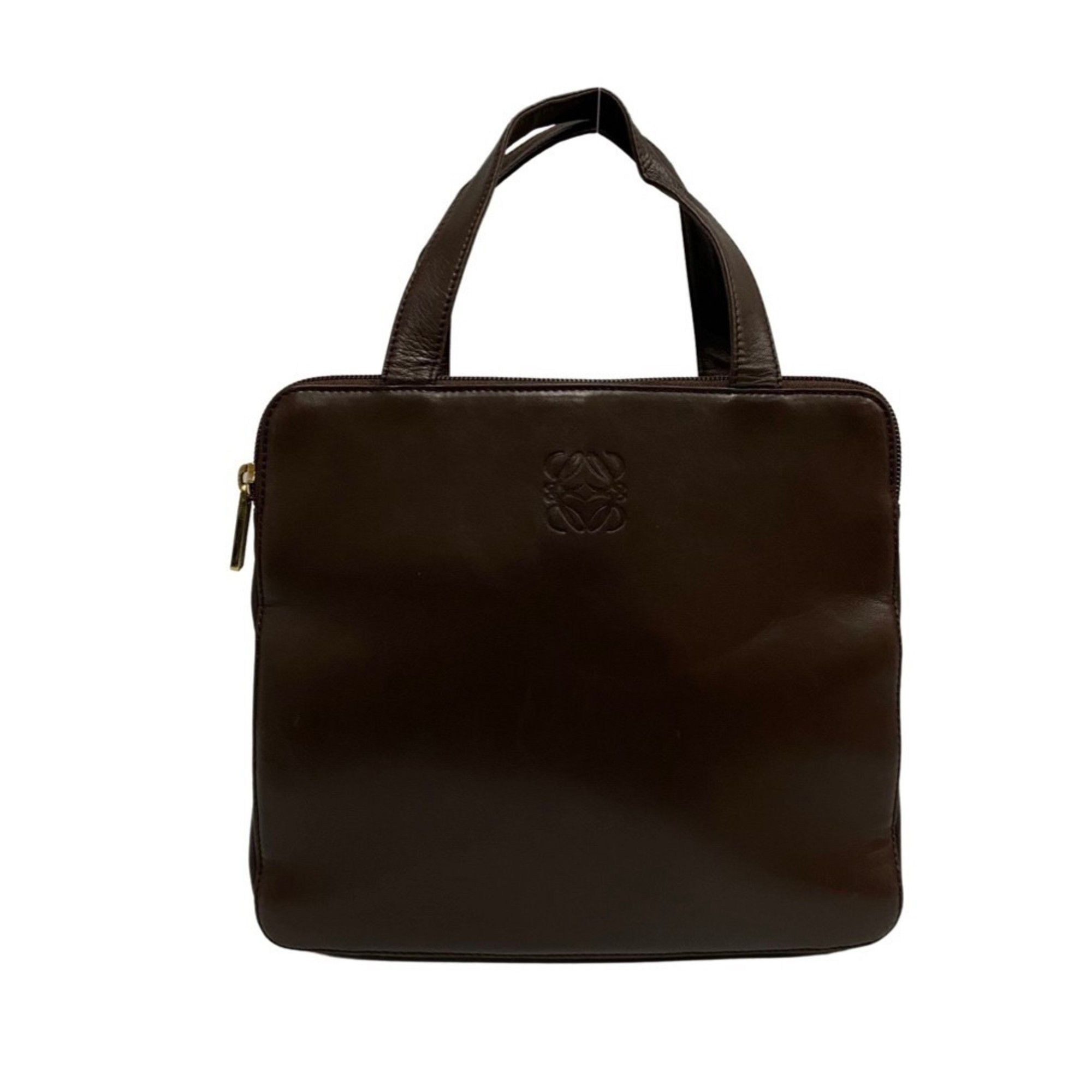 image of Loewe Vintage Anagram Logo Nappa Leather Genuine Handbag Mini Tote Bag Brown, Women's