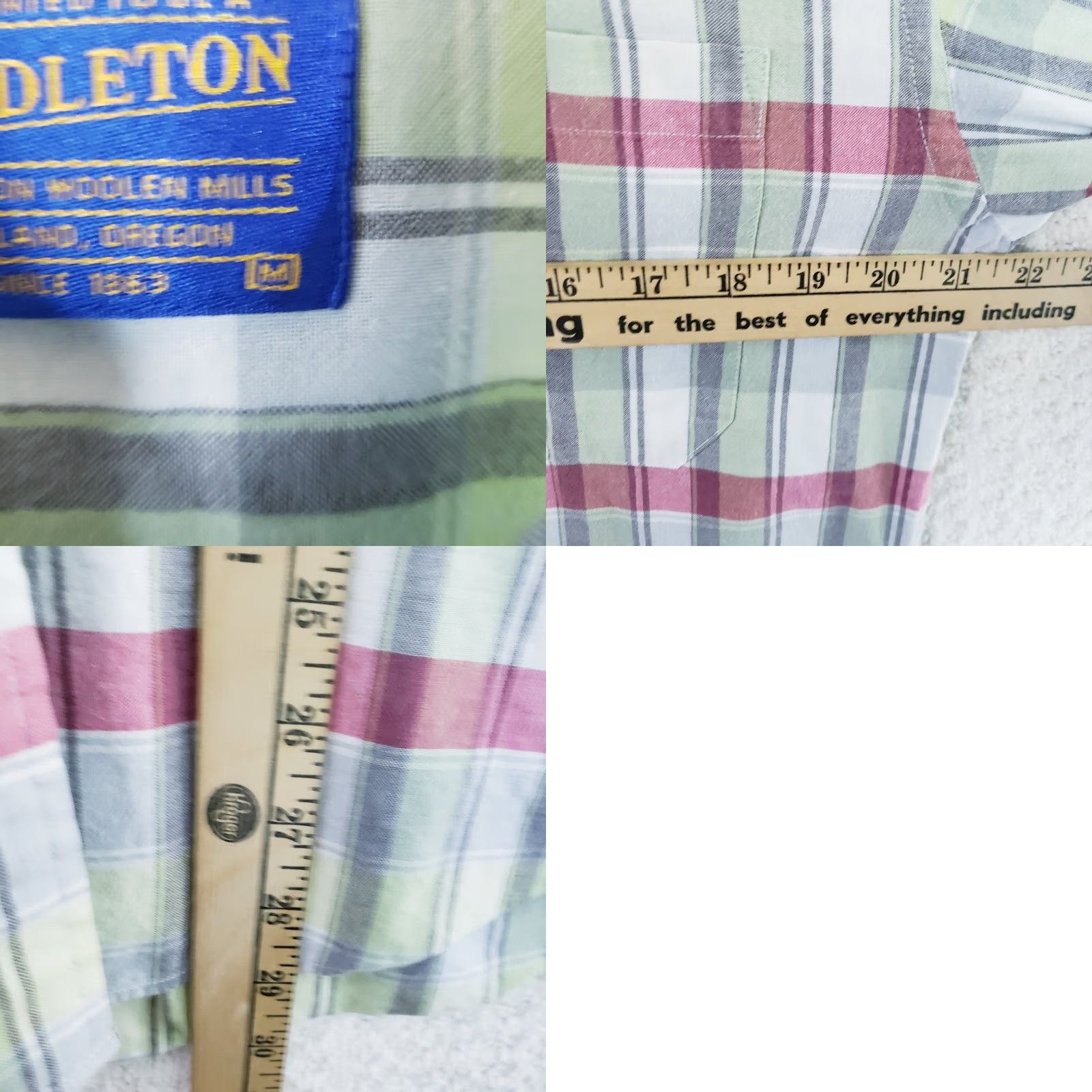 Pendleton Pendleton Shirt Mens M Short Sleeve Button Up Plaid Multicolor Pink Green Cotton Size US M / EU 48-50 / 2 - 9 Thumbnail