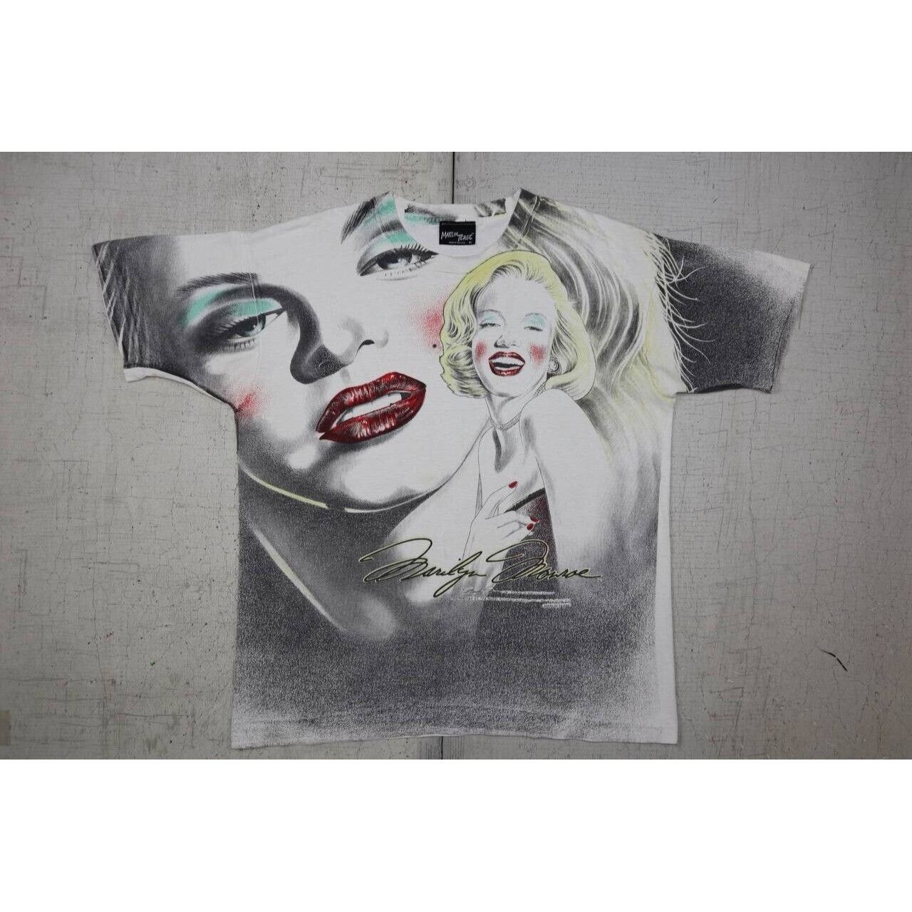 Vintage Vintage 90s Marilyn Monroe All Over Print T Shirt White XL Size US XL / EU 56 / 4 - 1 Thumbnail