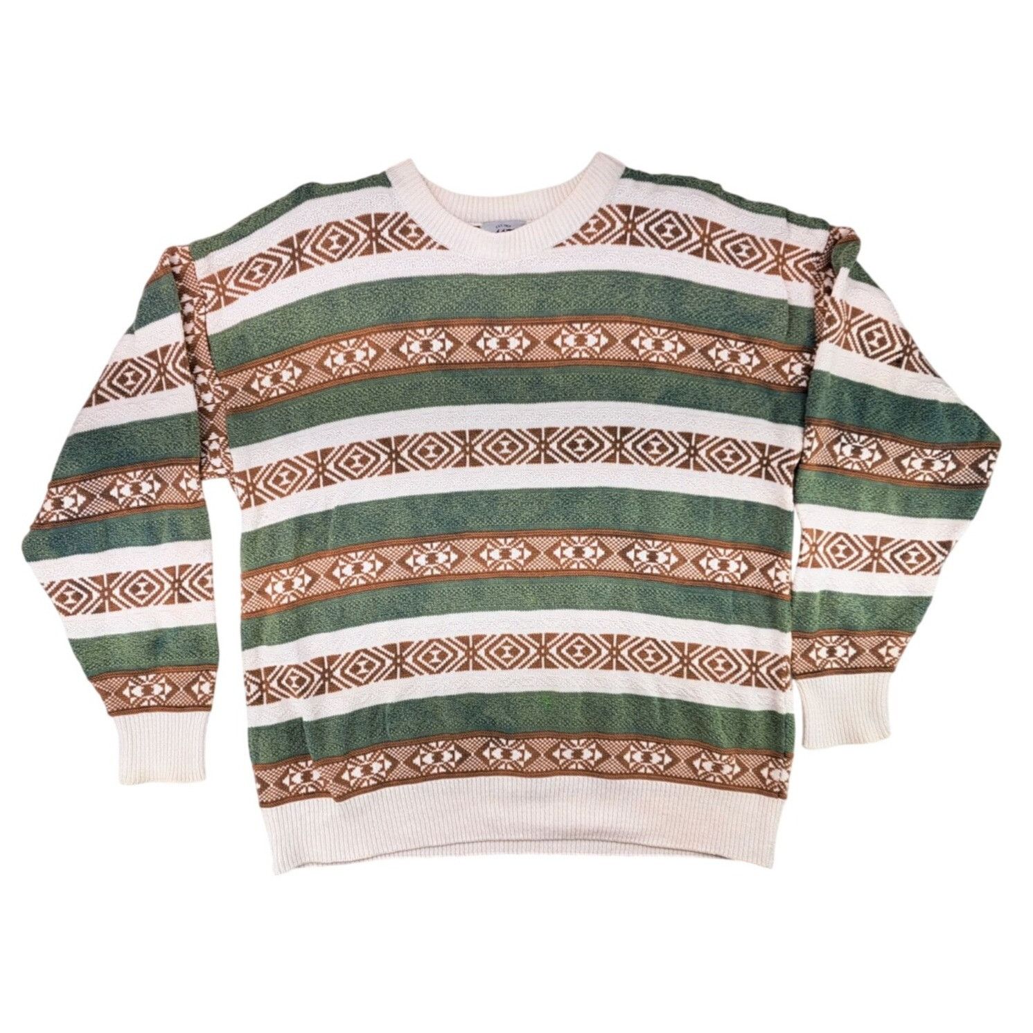 Van Heusen Vintage Van Heusen 417 Sweater Men Medium Striped Green Tan Size US M / EU 48-50 / 2 - 1 Thumbnail