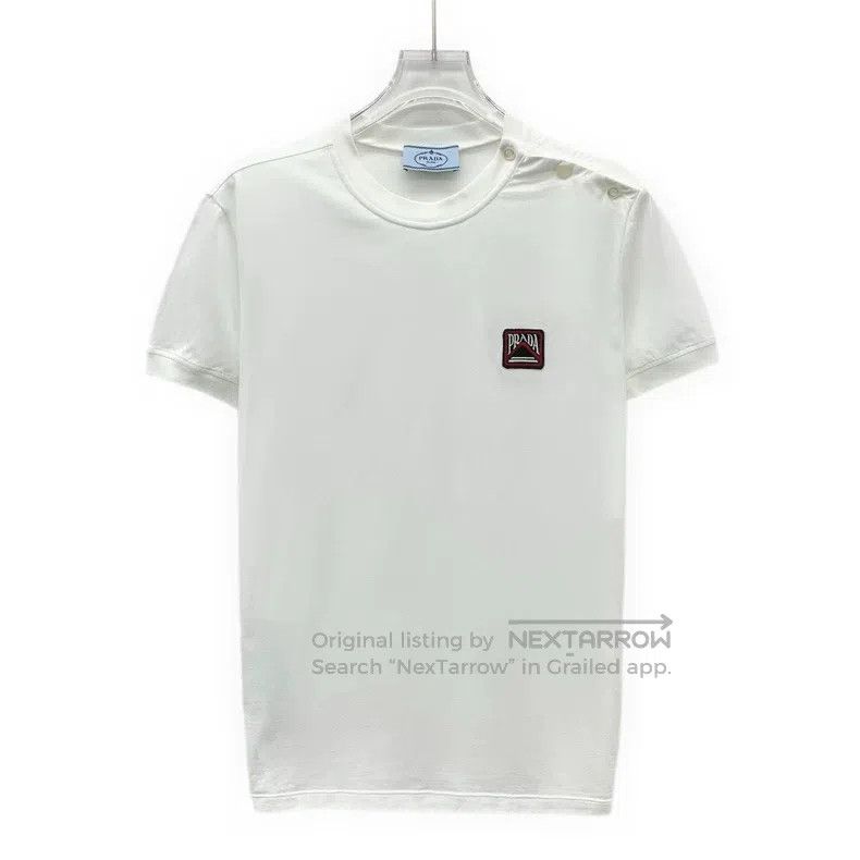Prada Prada White logo embroidered cotton round-neck short-sleev Size US S / EU 44-46 / 1 - 1 Thumbnail