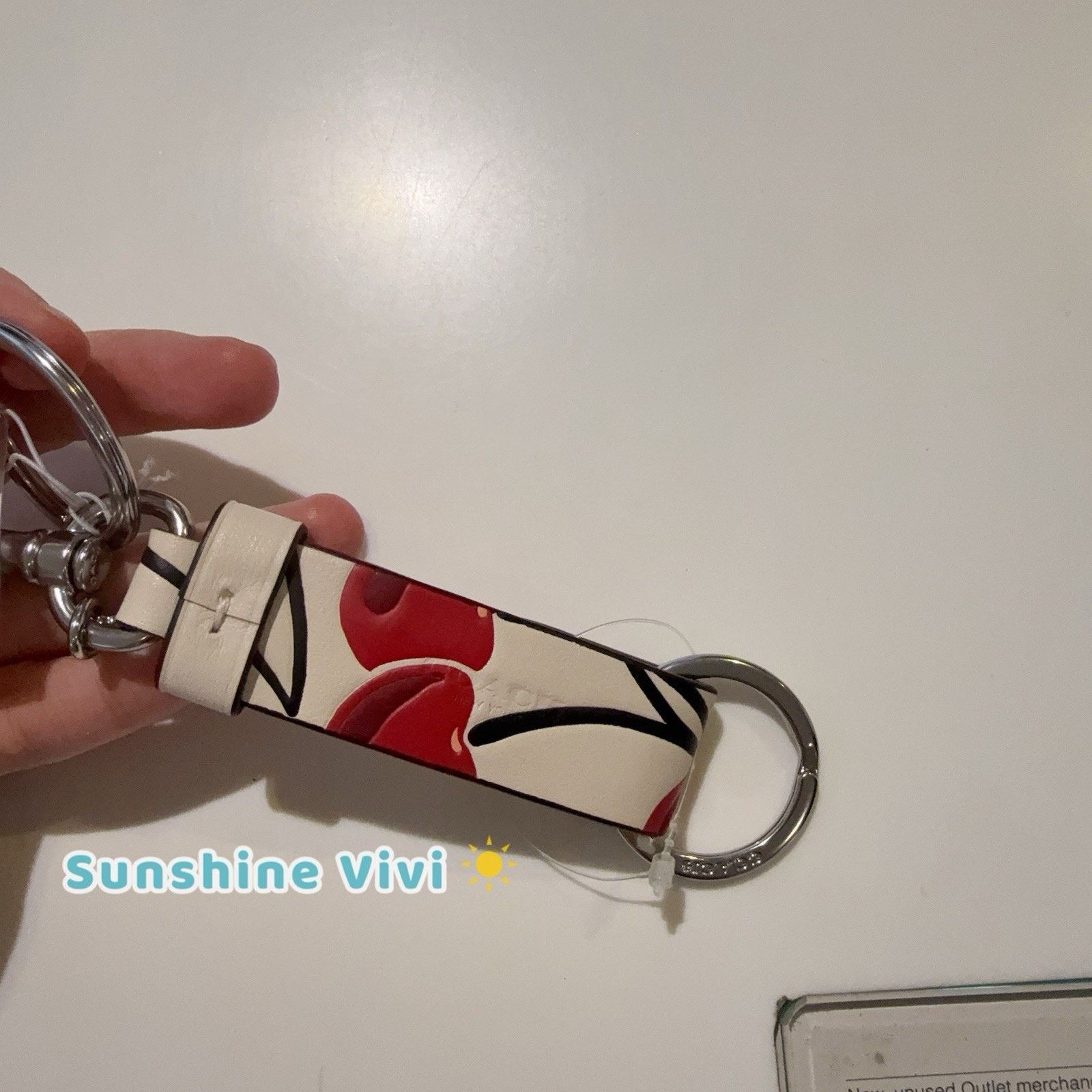 Coach NWT COACH CZ088 Trigger Bag Charm Cherry Leather Key Ring Size ONE SIZE - 3 Thumbnail