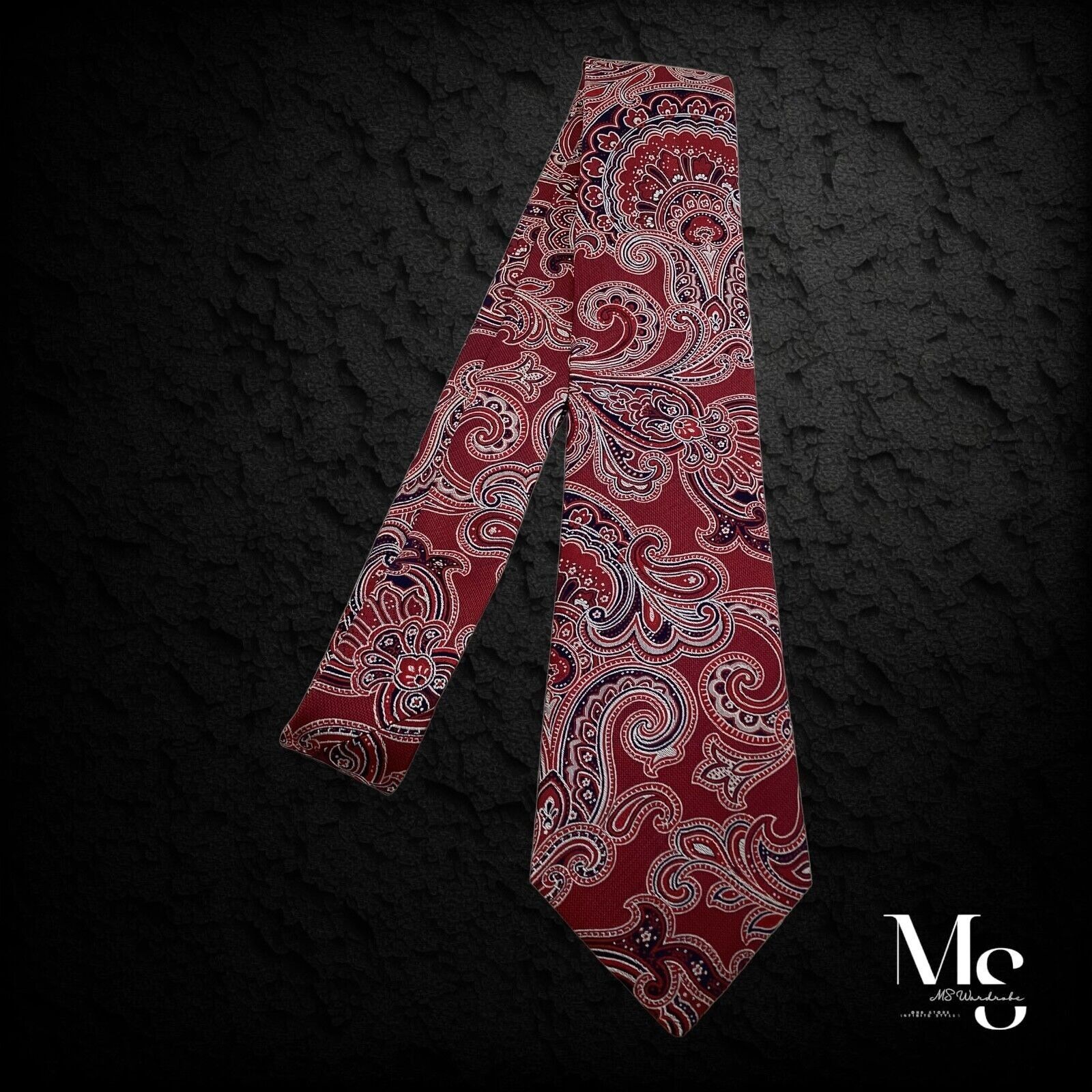 Cremieux CREMIEUX Extra Long Burgundy Paisley Silk Tie H.Made In USA Size ONE SIZE - 5 Thumbnail