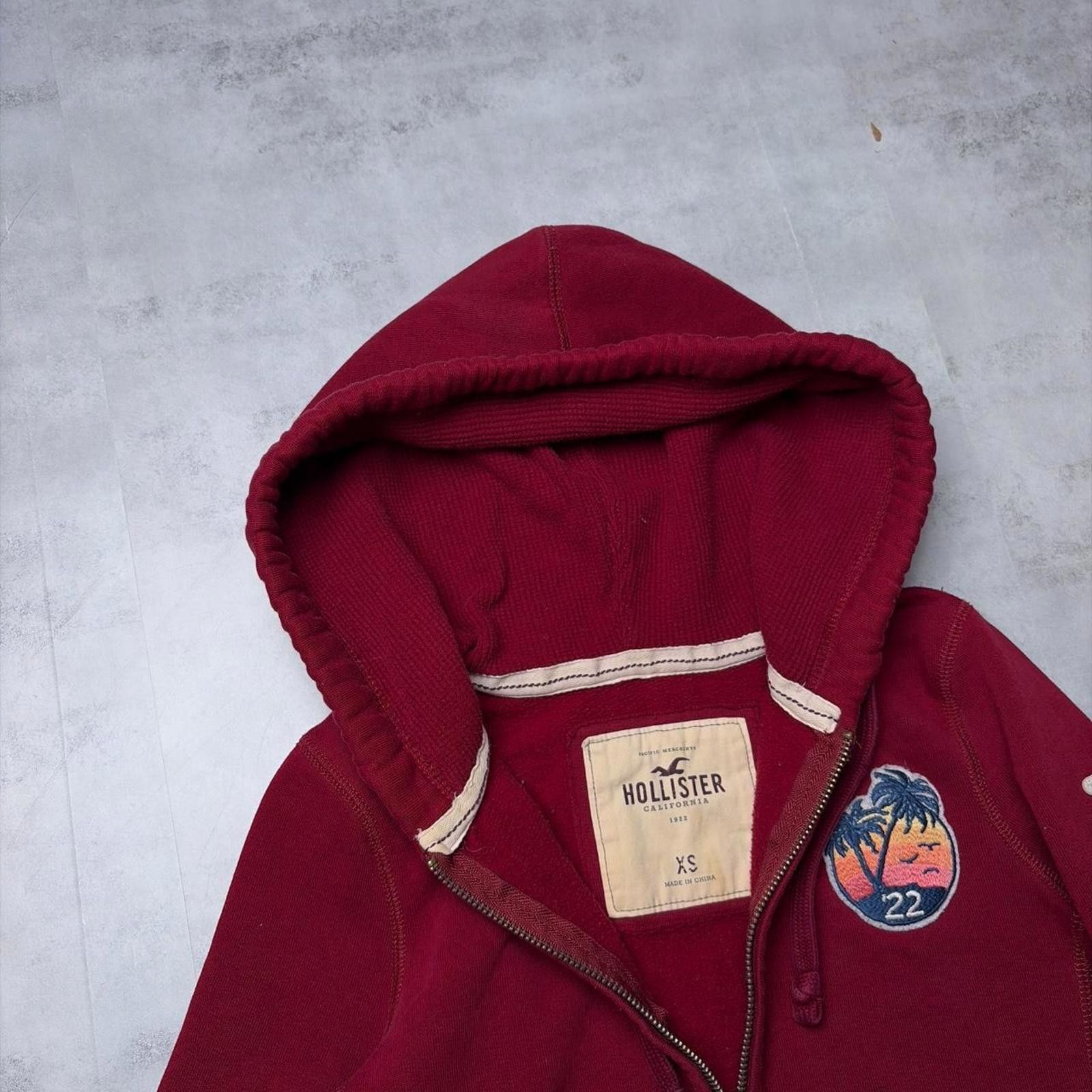 Other Y2K Burgundy Hollister Surf Grunge Thermal Zip Up Hoodie Size XS / US 0-2 / IT 36-38 - 5 Thumbnail