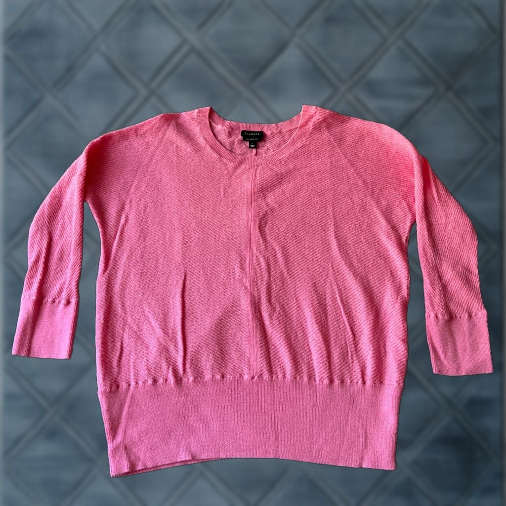 Talbots VINTAGE NEW Talbots Sweater Womens Large Pink Pure Merino Wool Crop Preppy Lightweight Size L / US 10 / IT 46 - 1 Thumbnail