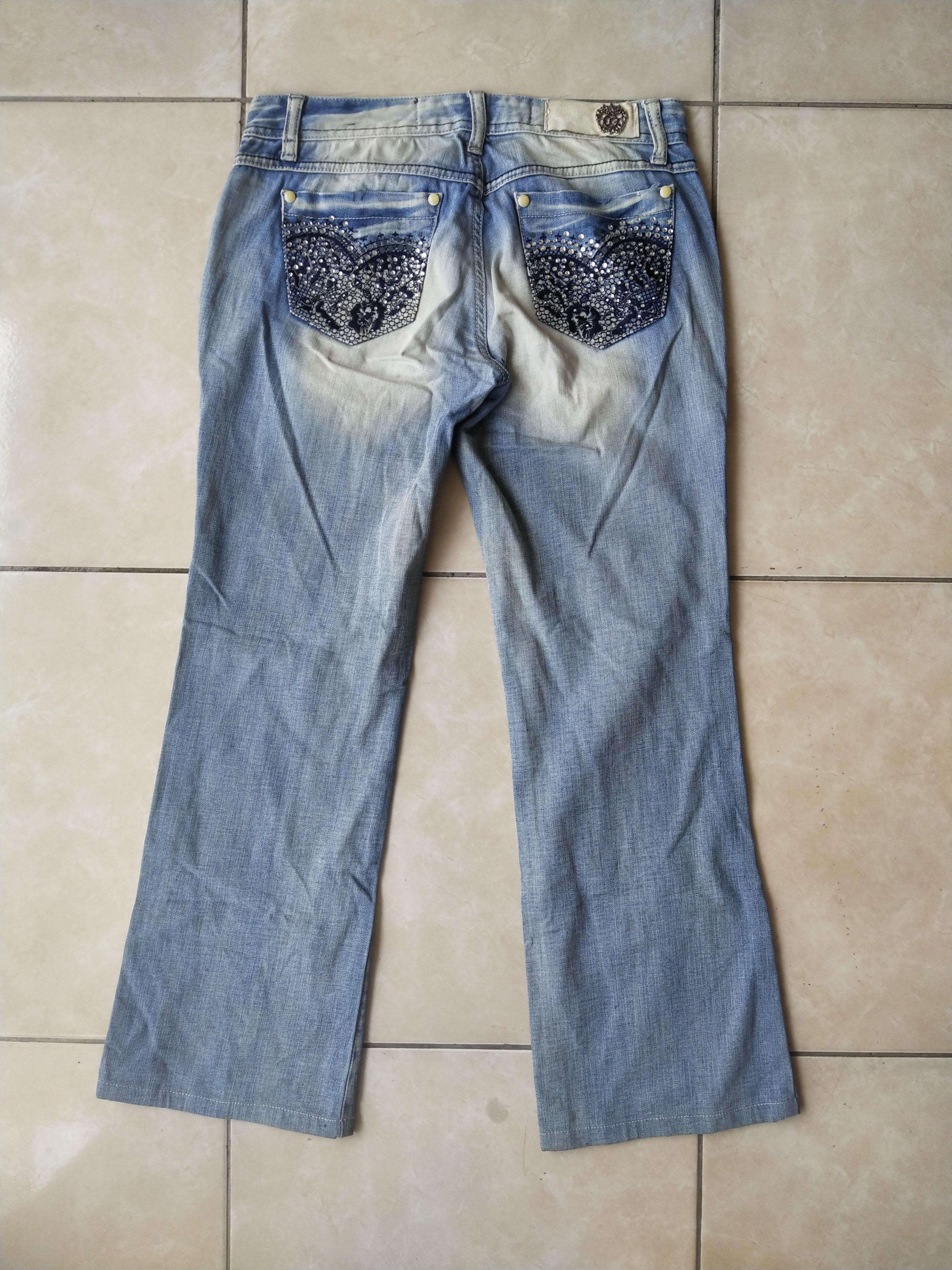 Hysteric Glamour EGOIST Luxury Jeans Rhinestone Embroidered Back Pocket Denim Size 29" - 2 Thumbnail