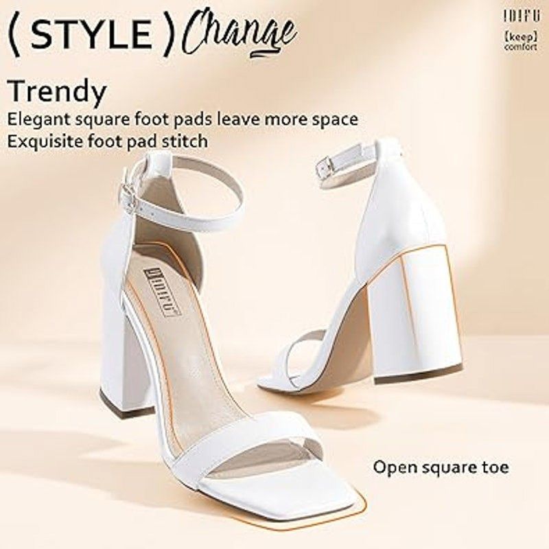 Other Idifu White Faux Leather Block Heel Ankle Strap Shoes 9 Size US 9 / IT 39 - 3 Thumbnail