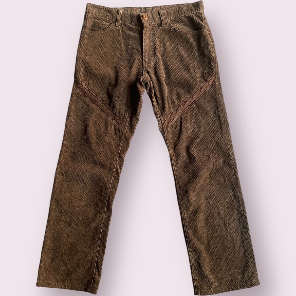 Number (N)ine × Takahiromiyashita The Soloist. SS/AW03 Corduroy Pants With Knit Details Size US 30 / EU 46 - 2 Thumbnail
