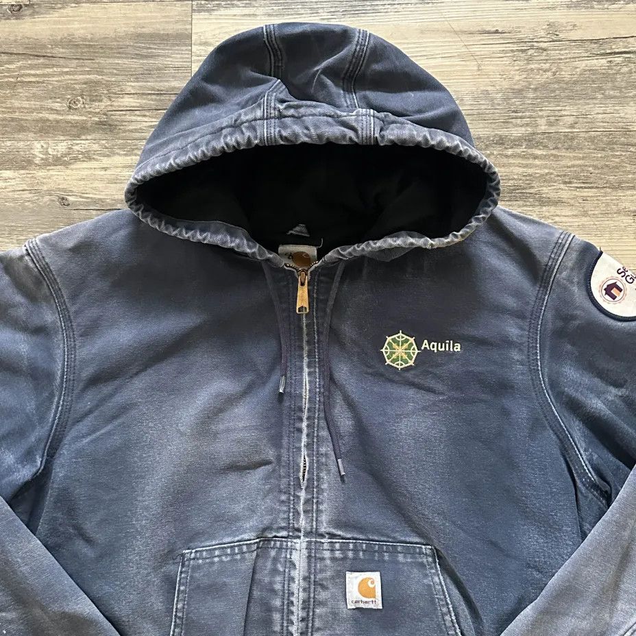 Carhartt Vintage Carhartt J131 NVY Navy Blue Hooded Jacket Size US L / EU 52-54 / 3 - 3 Thumbnail