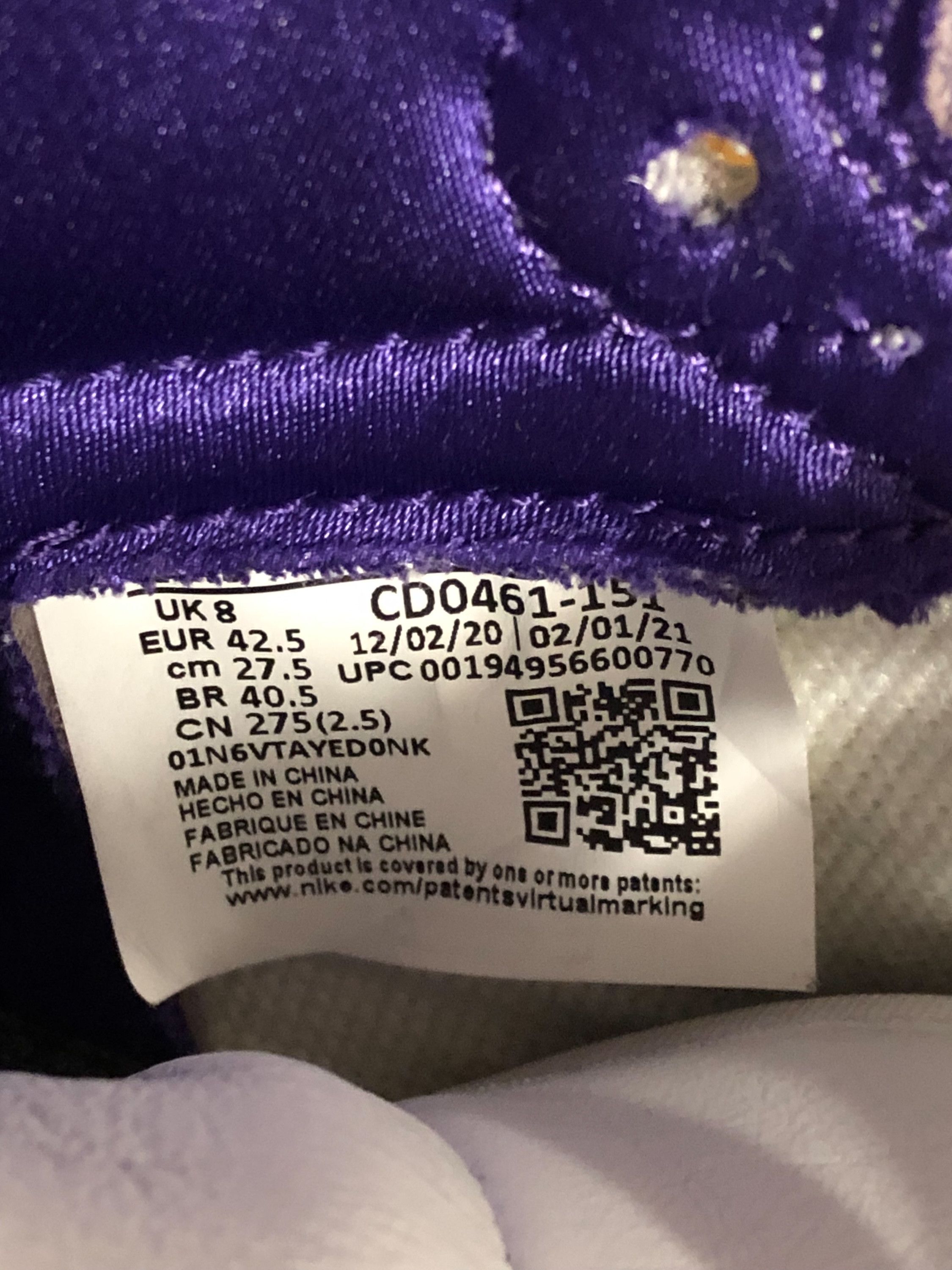 Nike *USED* WMNS Nike Air Jordan 1 High OG Court Purple szW10.5M9 Size US 9 / EU 42 - 9 Thumbnail