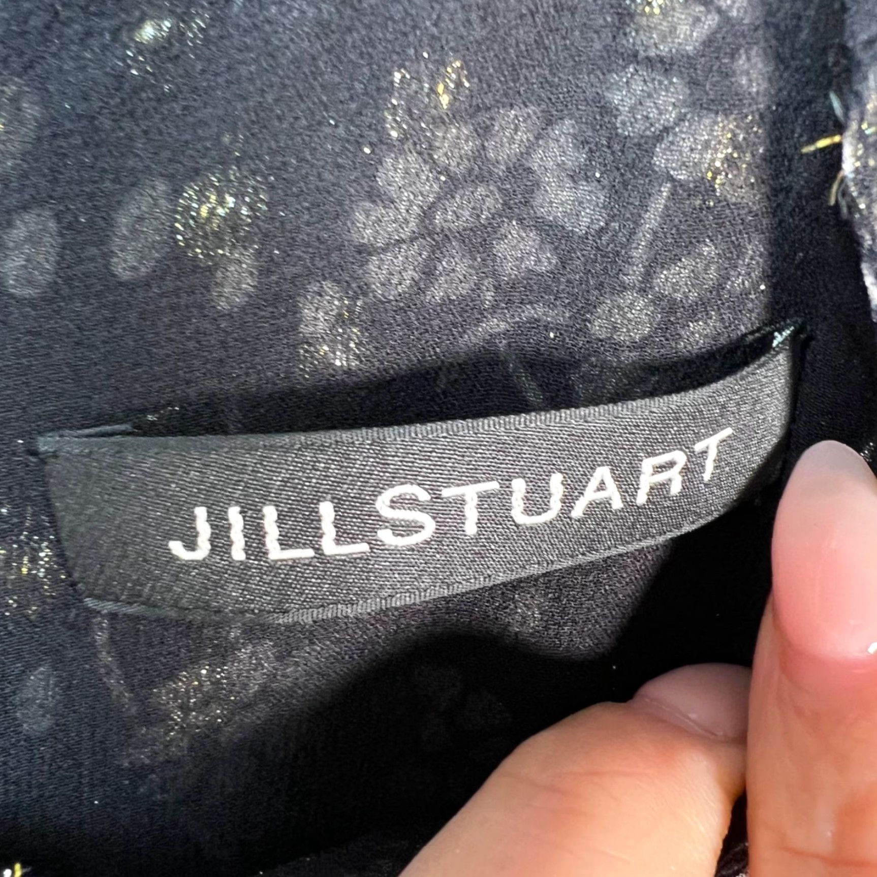 Vintage Jill Stuart Womens XS Black Floral Gold Metallic Long Sleeve Mini Dress Size XS / US 0-2 / IT 36-38 - 3 Thumbnail