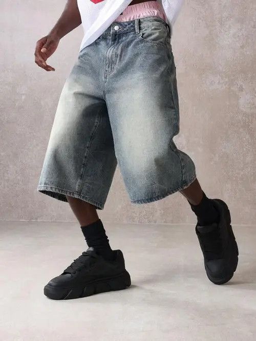 Japanese Brand WASHED vintage Y2K denim jorts skate Size US 35 - 1 Thumbnail