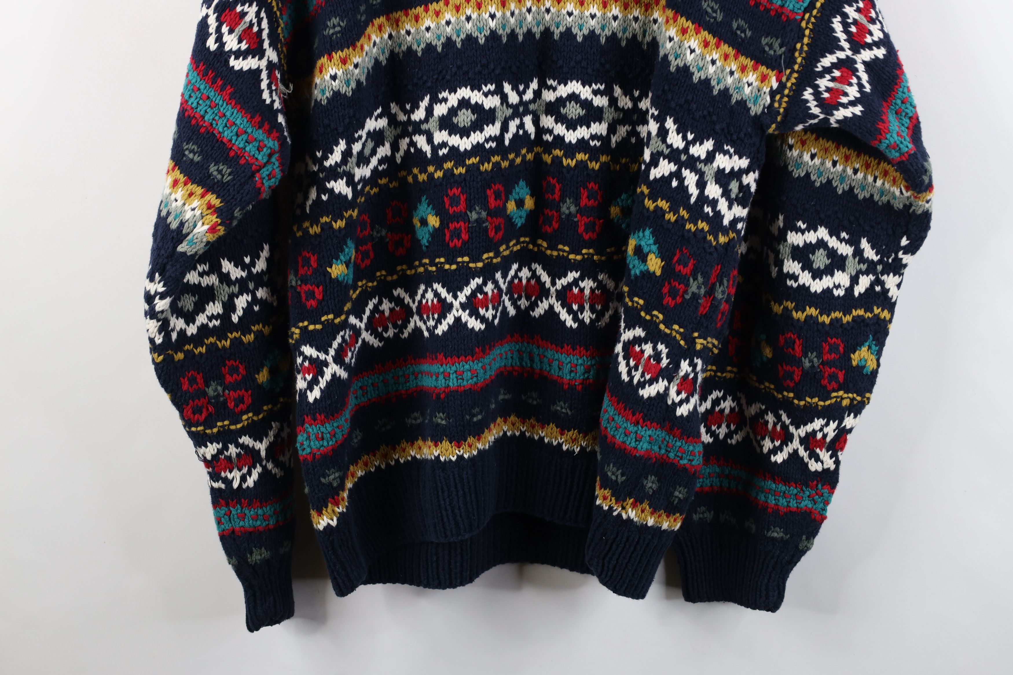 Vintage Vintage 90s Streetwear Rainbow Fair Isle Hand Knit Sweater Size US L / EU 52-54 / 3 - 12 Thumbnail