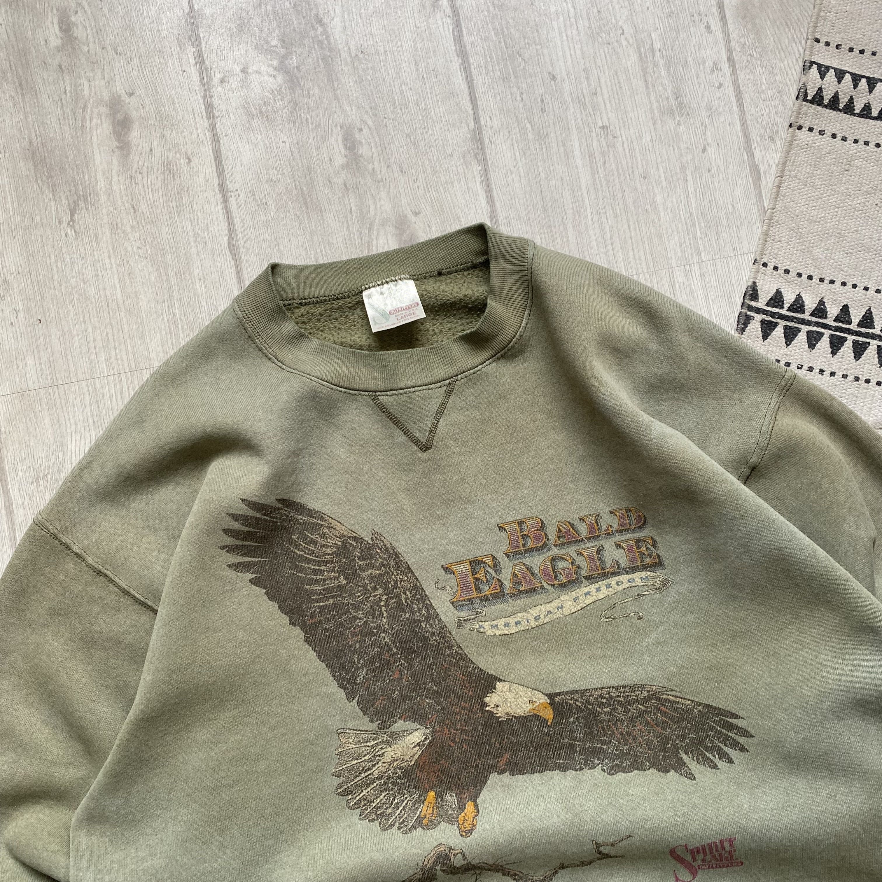 Hanes 🦅Vintage 90s Faded USA Bald Eagle Sweatshirt Nature Y2K Size US L / EU 52-54 / 3 - 2 Thumbnail