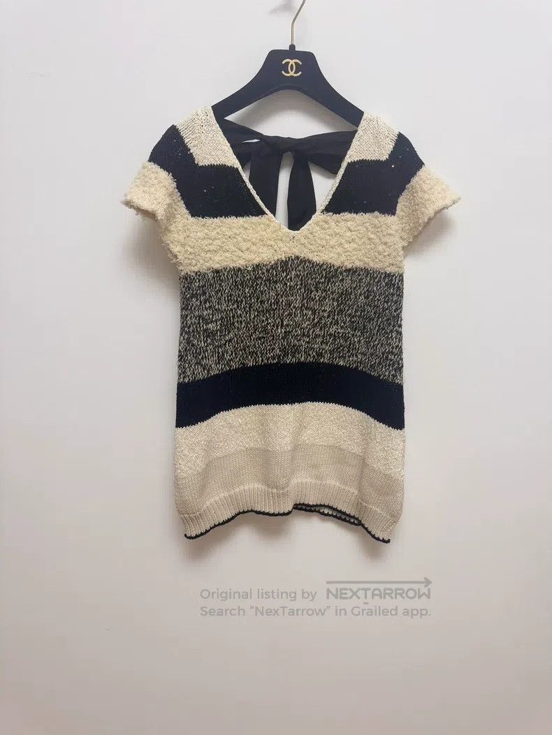 Brunello Cucinelli Brunello Cucinelli Black and White Striped Knit Vest Size M / US 6-8 / IT 42-44 - 1 Thumbnail