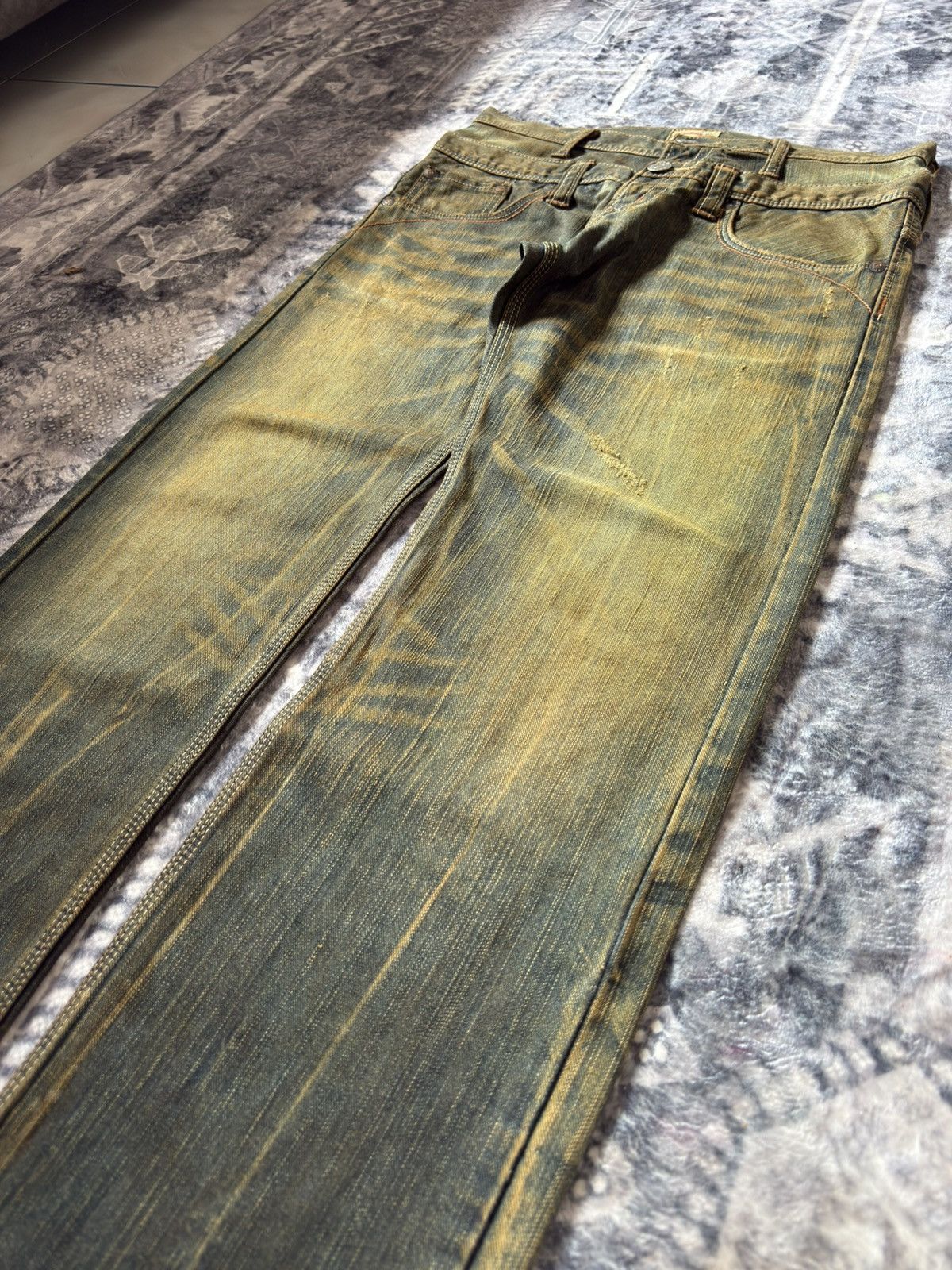 If Six Was Nine Edwin Japan Psychedelic Mud Wash Fade Double Waist Jeans Size US 30 / EU 46 - 15 Thumbnail