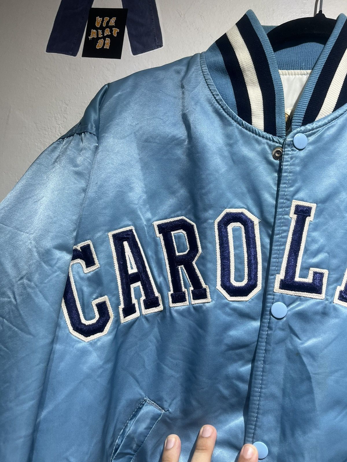 Vintage Vintage 80s NCAA University of North Carolina satin Jacket Size US L / EU 52-54 / 3 - 5 Thumbnail