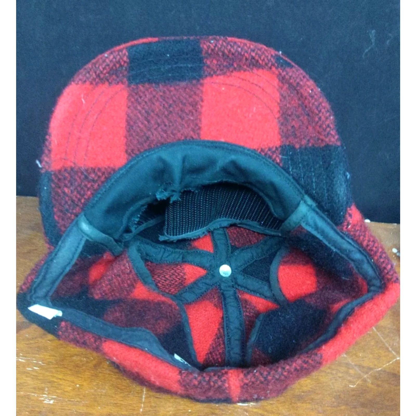Haband VINTAGE Haband Buffalo Plaid Wool Insulated Cap Hunting Hat Trapper Hat USA Ear Flap Size M Mens Red Wool Cap "USA" Hunting Style: Trapper Hat Size ONE SIZE - 5 Thumbnail