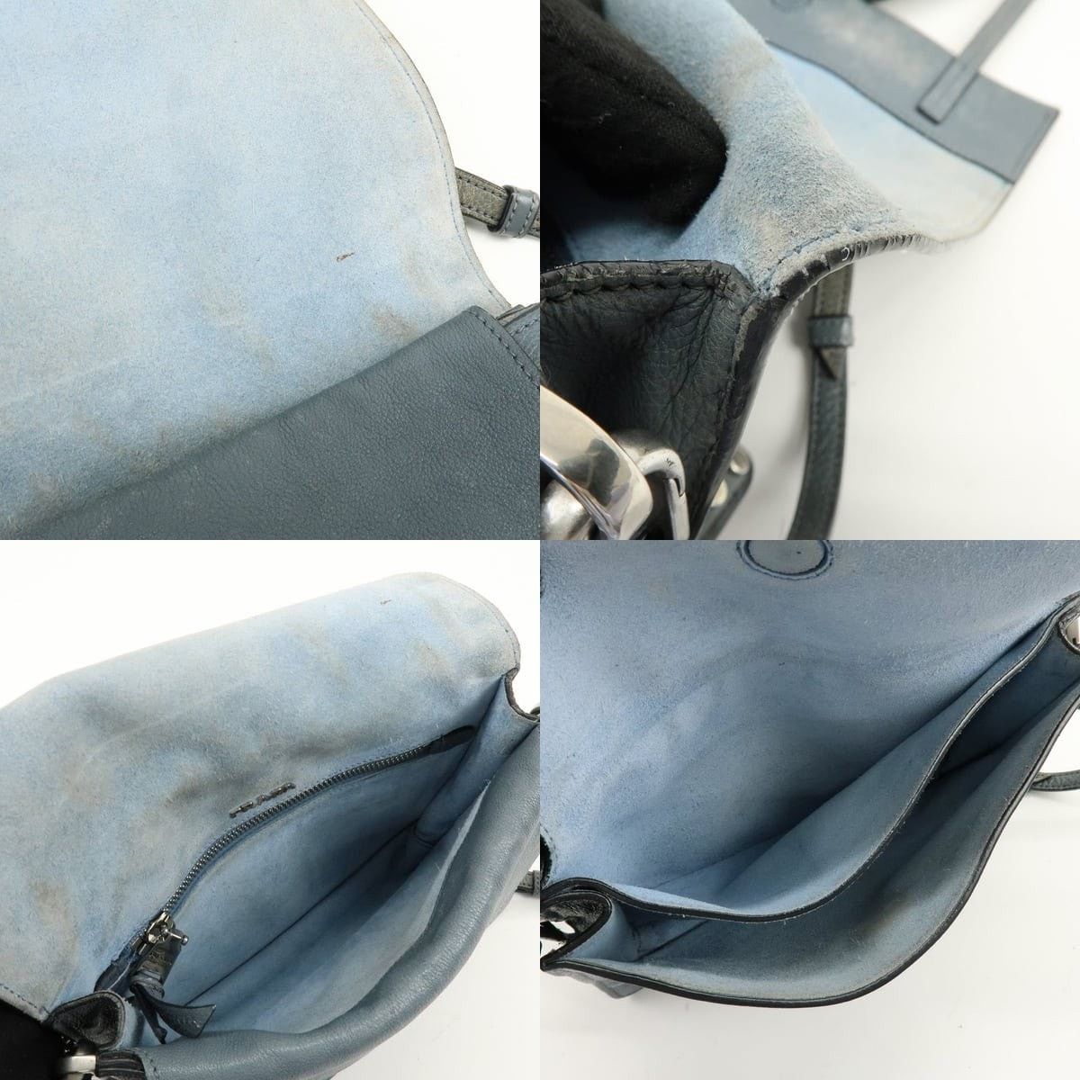 Prada Prada Etiquette Studded Calfskin Shoulder Bag Gray Size ONE SIZE - 7 Thumbnail