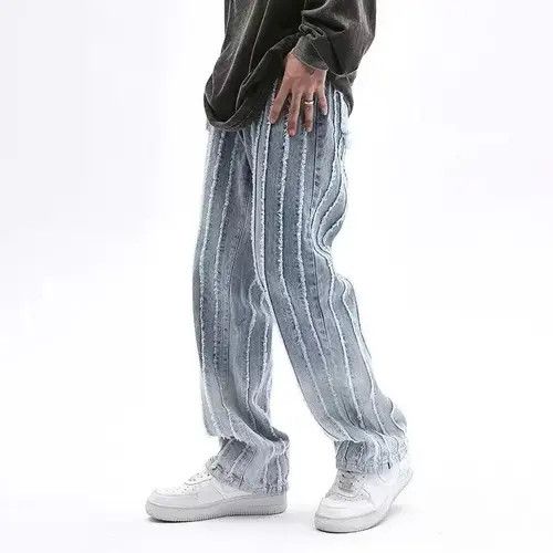 Jean Kasuga x Hioki Striped Baggy Flared Wide Leg Jeans y2k retro Size US 32 / EU 48 - 3 Thumbnail