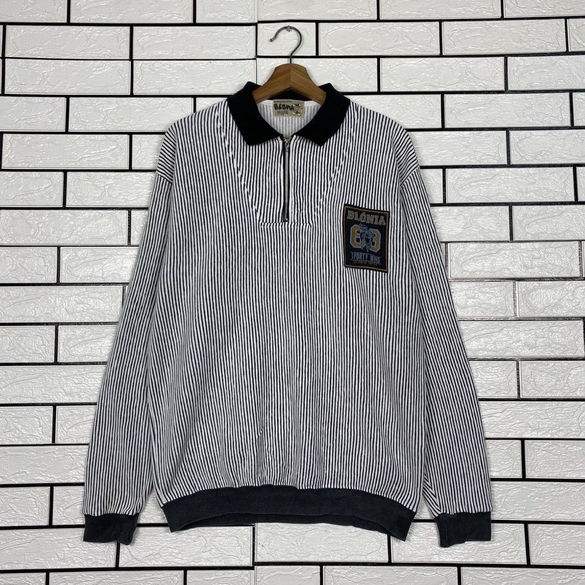 Japanese Brand Half Zipper Sweatshirt Striped Design Blonia Papa Cartoon Size US M / EU 48-50 / 2 - 2 Thumbnail