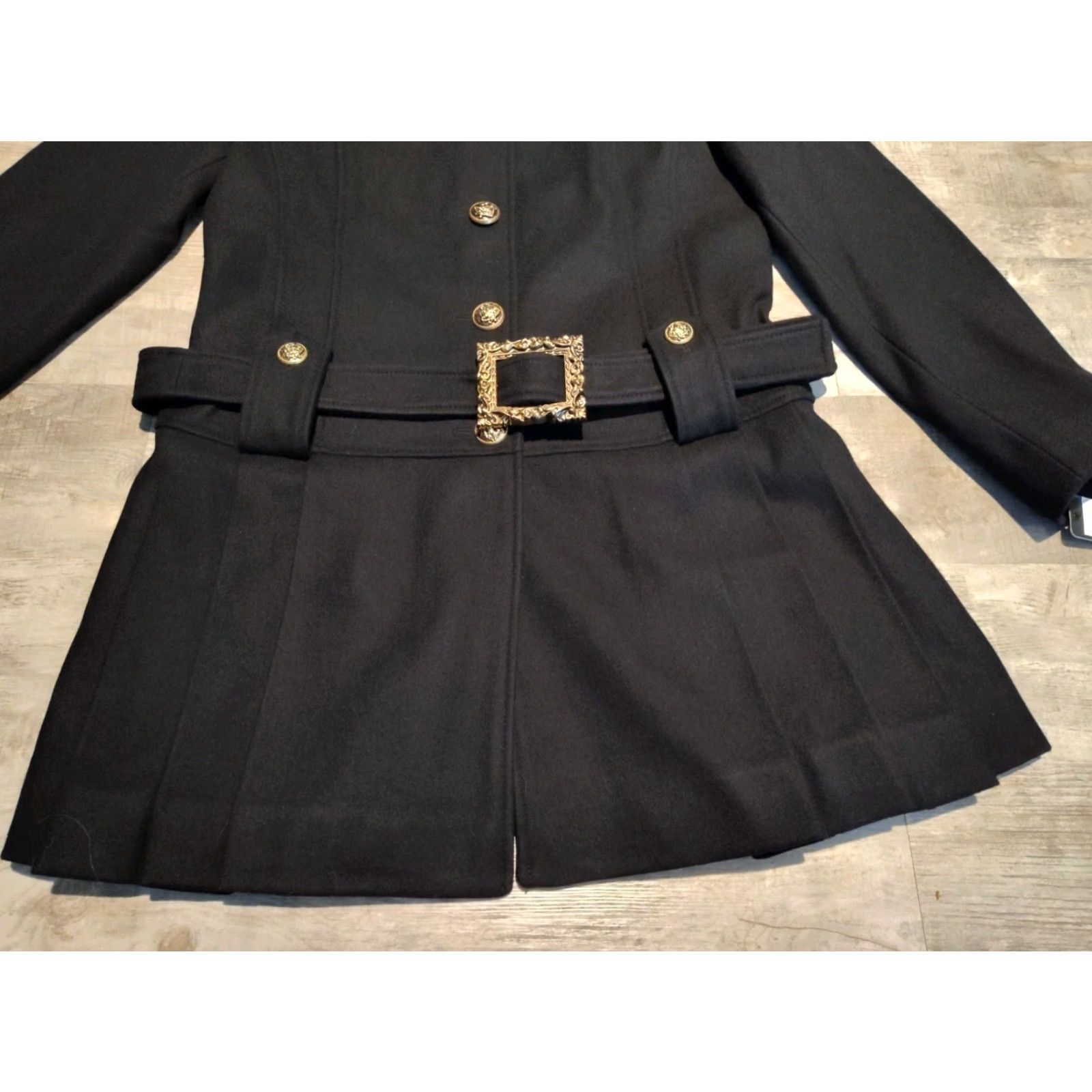 Guess VINTAGE Guess Wool Blend Peacoat Women’s XL Black Military Gold Buttons Long Coat Winter Fall Spring Size XL / US 12-14 / IT 48-50 - 4 Thumbnail