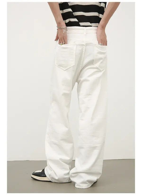 Japanese Brand Kusuno x Junko Men's white washed straight jeans Size US 32 / EU 48 - 2 Thumbnail