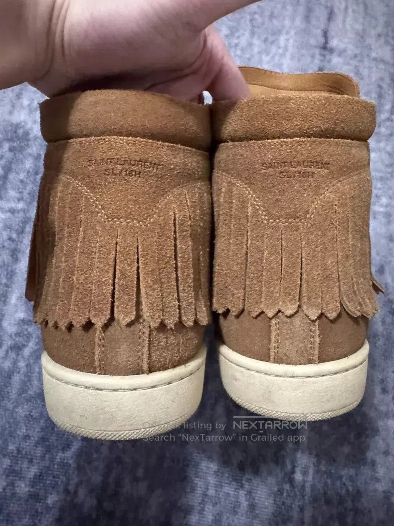 Saint Laurent Paris Saint Laurent Paris High-Top Suede Furry Fringe Sneakers Size US 6.5 / EU 39-40 - 4 Thumbnail