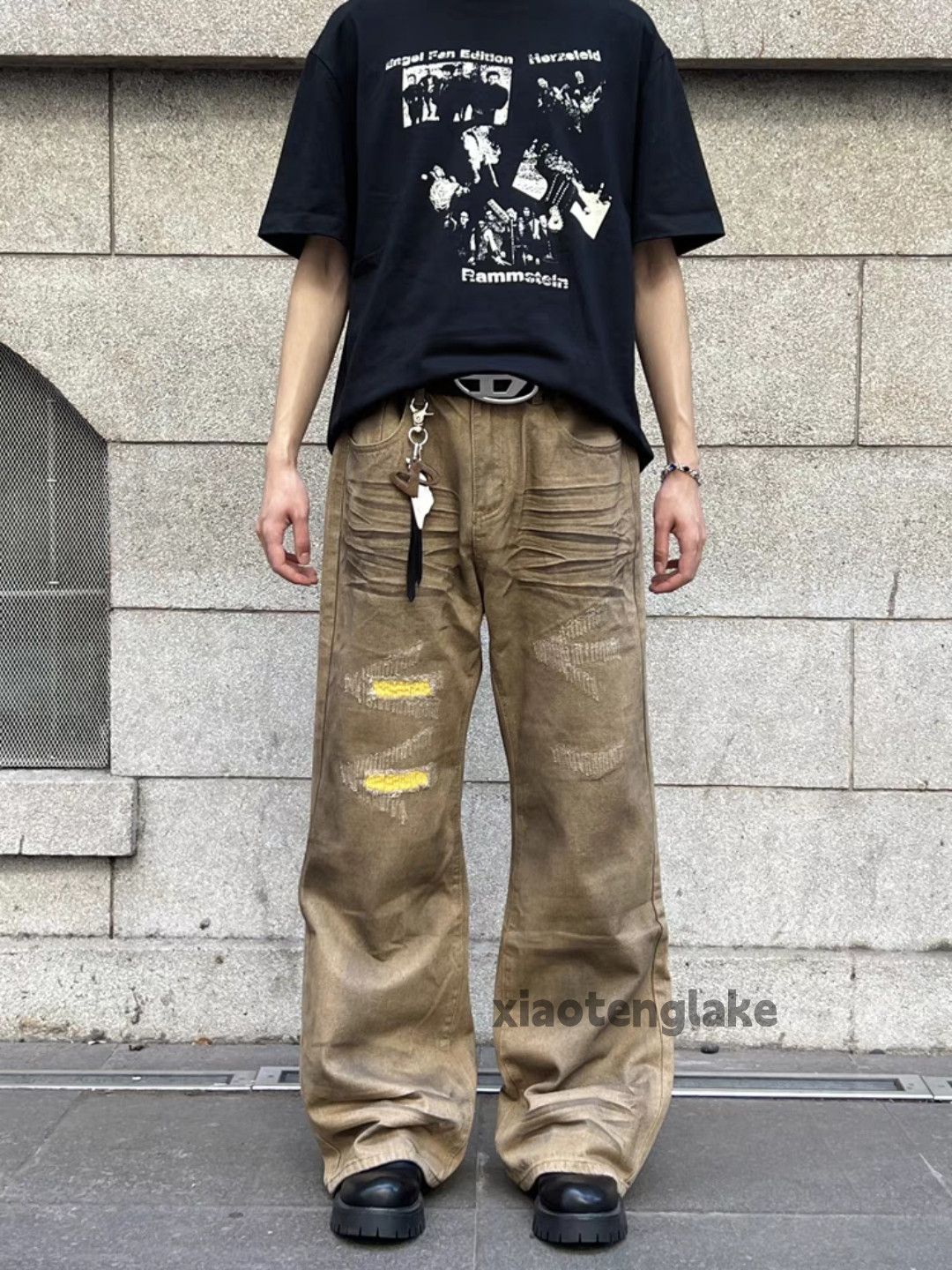 Jean × Vintage dirty washed faded punk grunge flared stain jeans Size US 32 / EU 48 - 4 Thumbnail