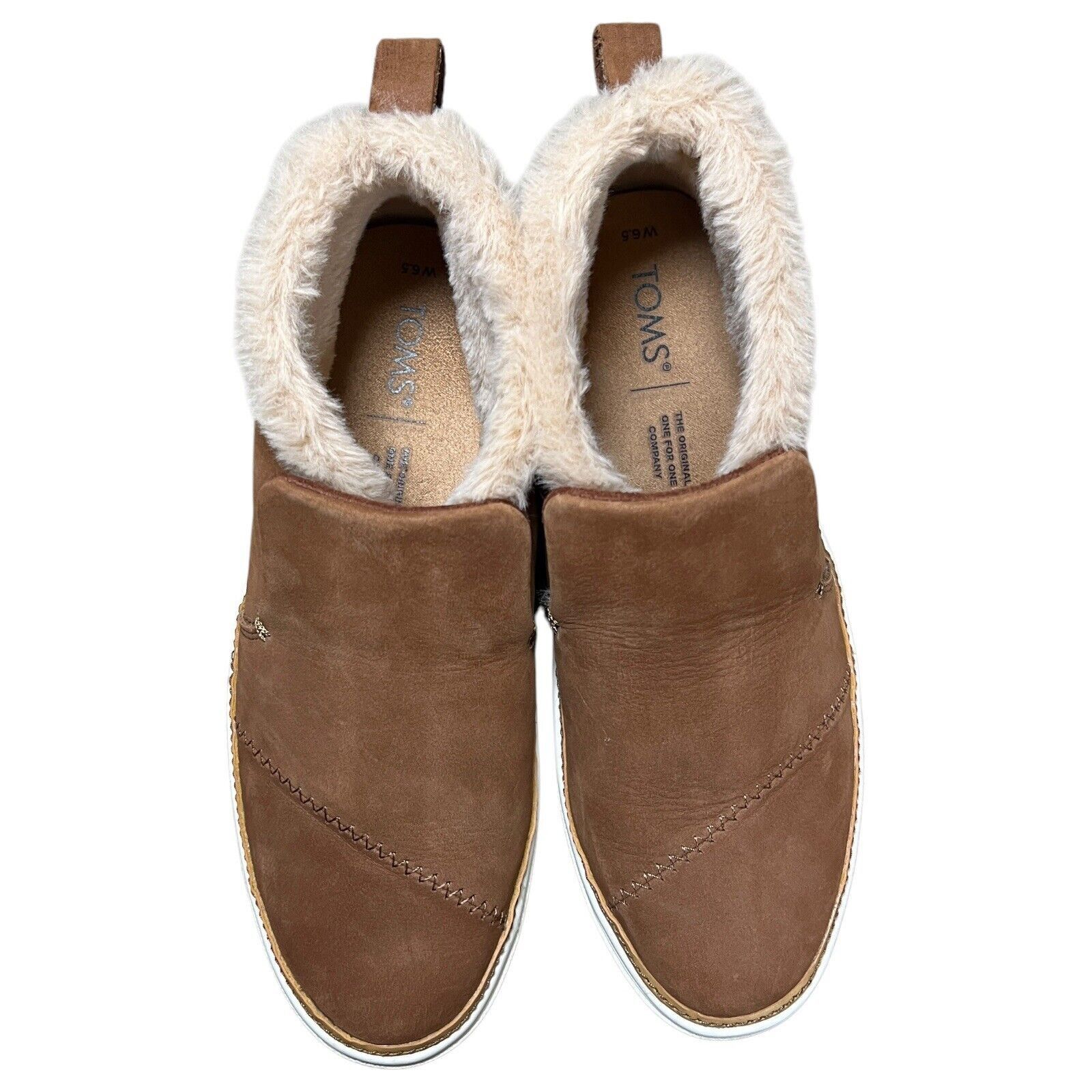 Toms TOMS Dark Ember Nubuck Slip On Shoes Brown Faux Fur Size 6.5 Size US 6.5 / IT 36.5 - 7 Thumbnail