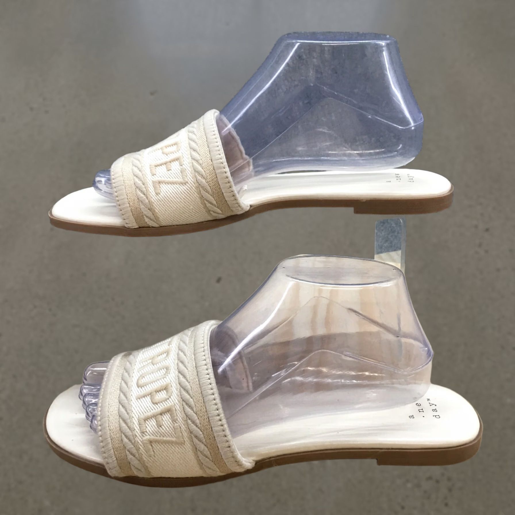 Vintage A New Day Sandals Womens 9.5 M Slip On Slides Beige Open Toe Casual St Tropez Size US 10 / IT 40 - 1 Thumbnail