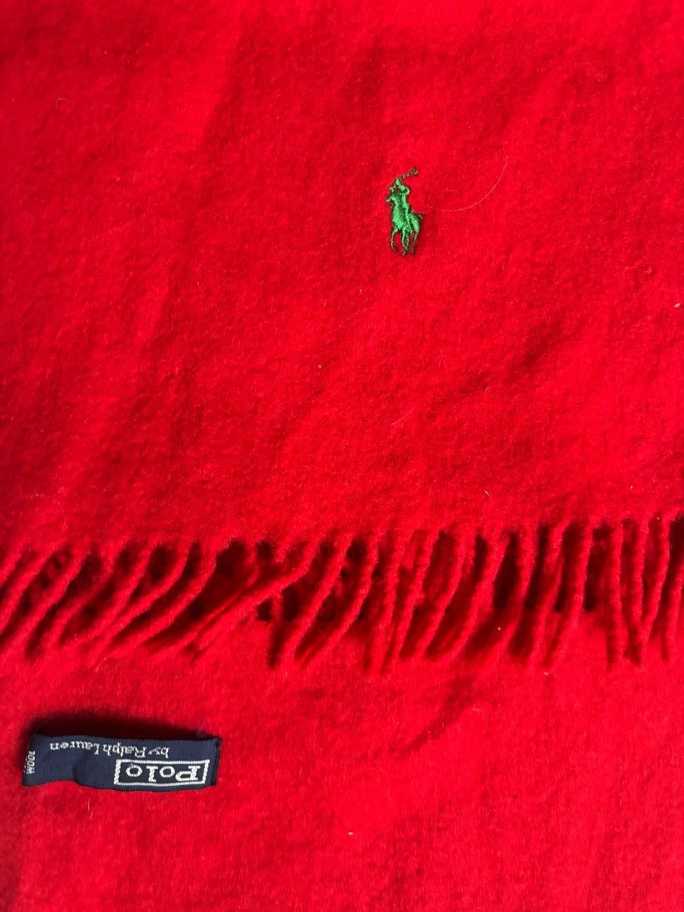 Polo Ralph Lauren POLO RALPH LAUREN Red 100% Wool Scarf Classic Logo Size ONE SIZE - 4 Thumbnail