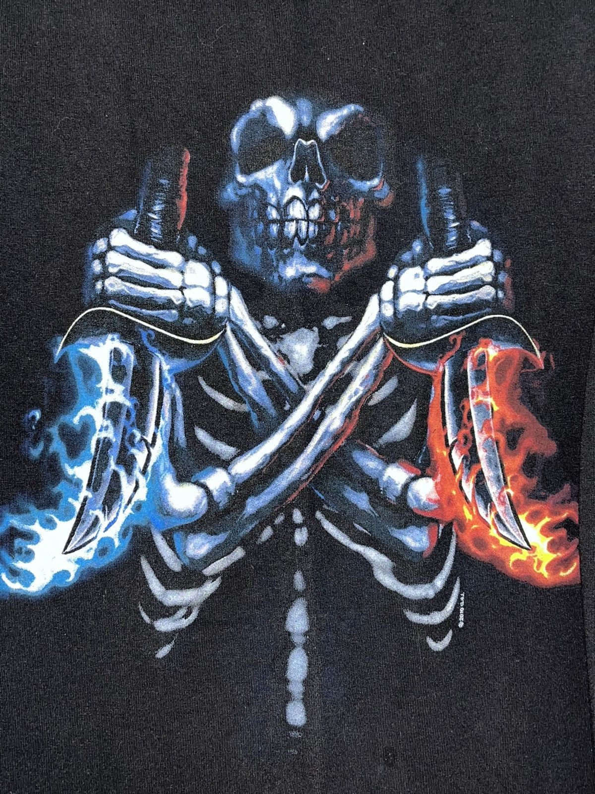 Vintage Crazy Y2K Faded Thrashed ERD Grunge Goth Skulls Flames Shirt Size US XL / EU 56 / 4 - 2 Thumbnail