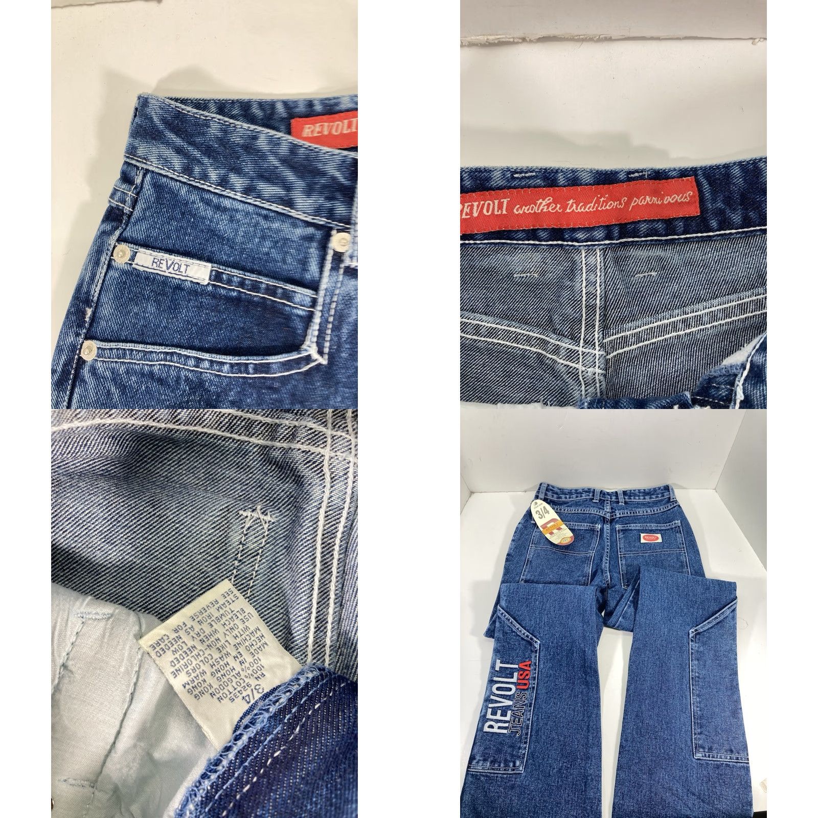 Denime VINTAGE Revolt Fit Flair Jeans Women 26X30 Blue Denim Bootcut 100% Cotton NOS NWT Size 26" / US 2 / IT 38 - 8 Thumbnail
