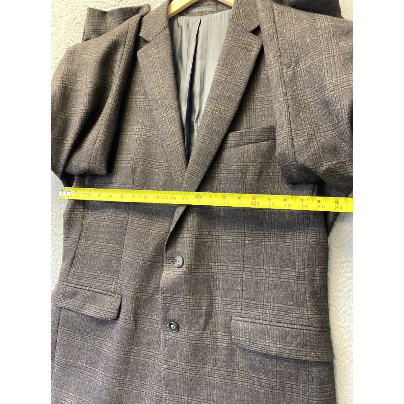 Calvin Klein VINTAGE Calvin Klein Men's Sport Coat Blazer 44L Wool Brown Plaid Single-Breasted 90s Formal Business Size 44L - 4 Thumbnail