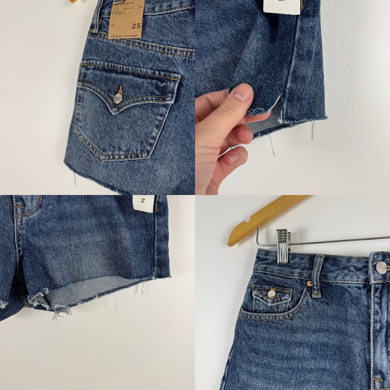 Pacsun PacSun High Rise Festival Denim Shorts Size 25 Dark Indigo Button Pocket Women 90s Size 42" / US 20 - 9 Thumbnail