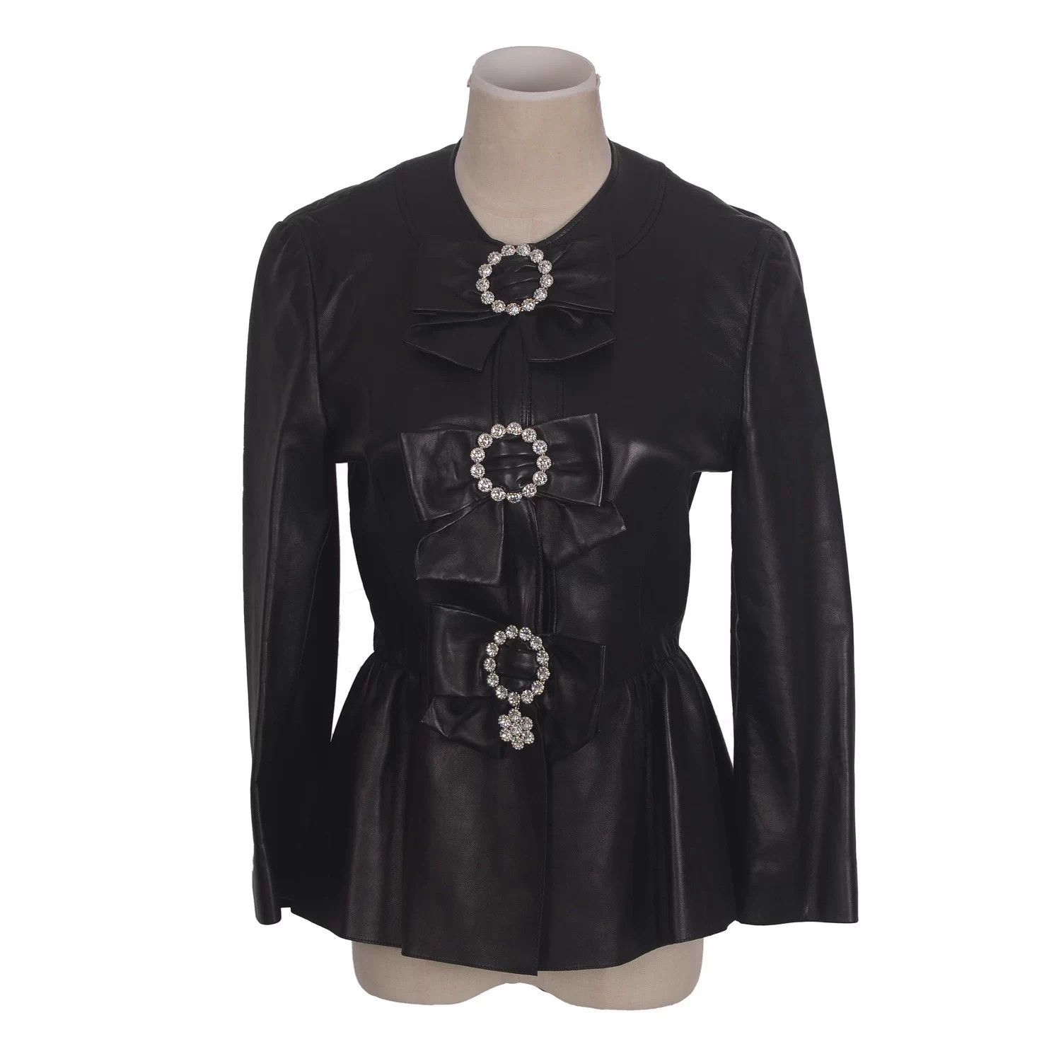 Gucci Gucci Leather Jacket Bow Rhinestone Silver Buckle Size XS / US 0-2 / IT 36-38 - 1 Thumbnail
