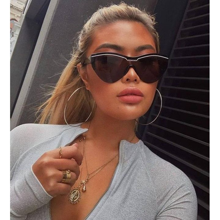 Balenciaga Balenciaga BB0004S 012 Semi Rim Sunglasses Grey Shield Frame Size ONE SIZE - 2 Thumbnail