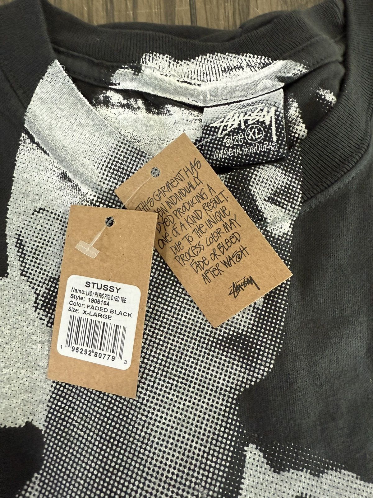 Stussy 🎱 Stussy NEW! Lady Paris Pigment Dyed Tee Shirt Black XL 🎱 Size US XL / EU 56 / 4 - 5 Thumbnail