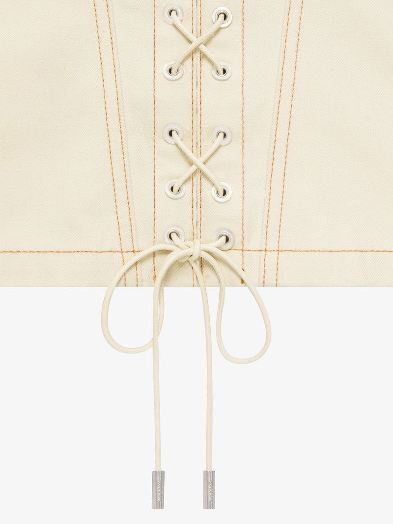 Givenchy o1w1db10326 Lace Up Denim Jacket in Ivory Size XS / US 0-2 / IT 36-38 - 5 Thumbnail