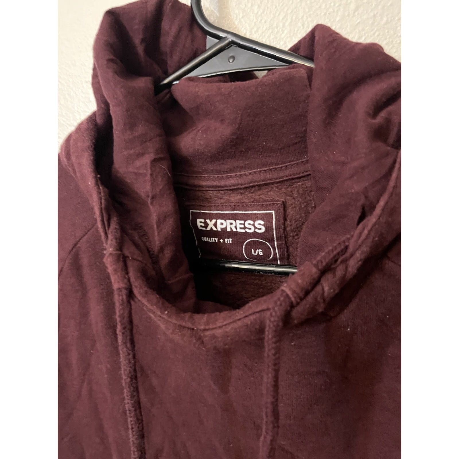 Express Express Hoodie Shirt Mens L Maroon Solid Mock Neck Pullover Hooded Sweatshirt Size US L / EU 52-54 / 3 - 2 Thumbnail